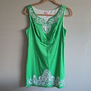 Lilly Pulitzer Vintage Green Dress with White Embroidery